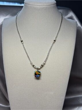 Artisan Millefiori Lampwork Glass Necklace – Genuine Freshwater Pearl Accents